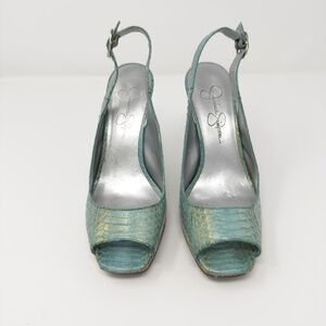 Jessica Simpson Hanson Teal Slingback Open Toe Heels